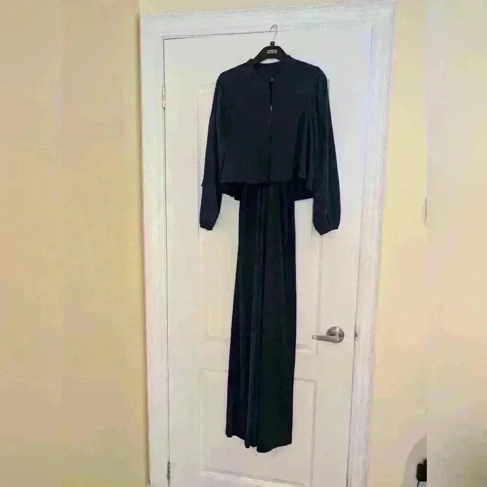Vintage 70s long navy dress with Jacket